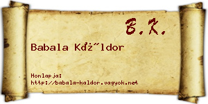 Babala Káldor névjegykártya